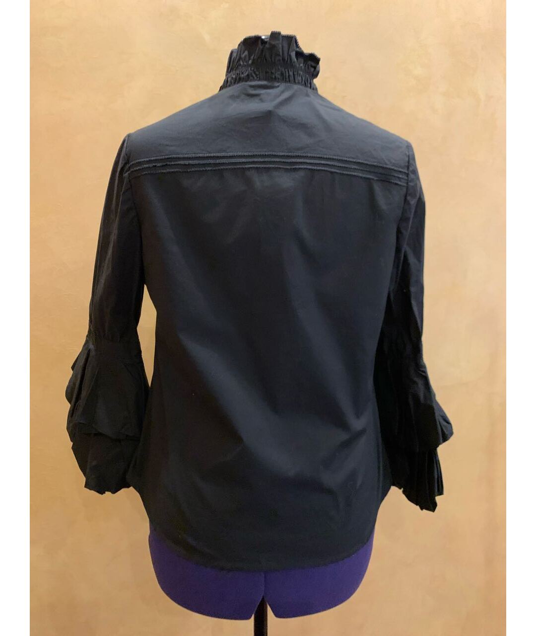 DIANE VON FURSTENBERG Черная хлопко-эластановая рубашка, фото 2
