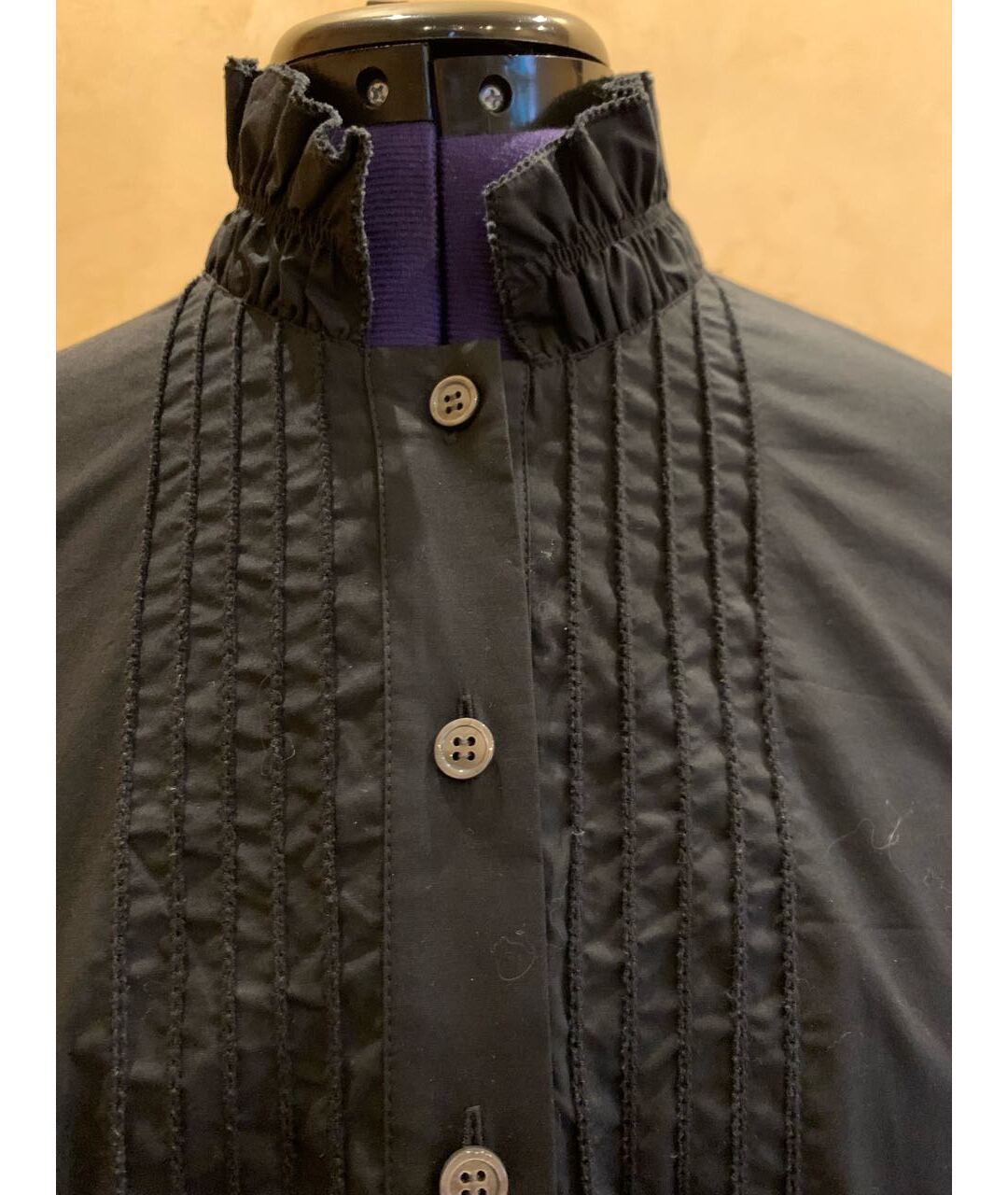 DIANE VON FURSTENBERG Черная хлопко-эластановая рубашка, фото 6