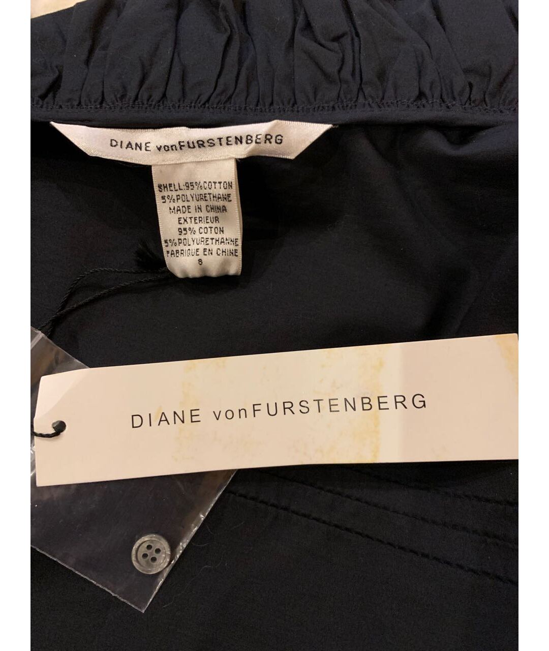 DIANE VON FURSTENBERG Черная хлопко-эластановая рубашка, фото 3