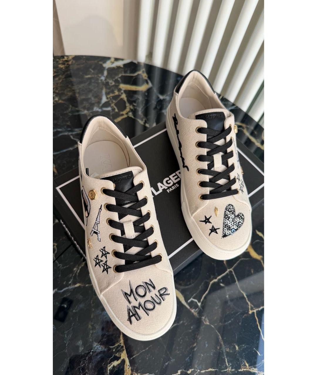 KARL LAGERFELD Бежевые текстильные кеды, фото 3
