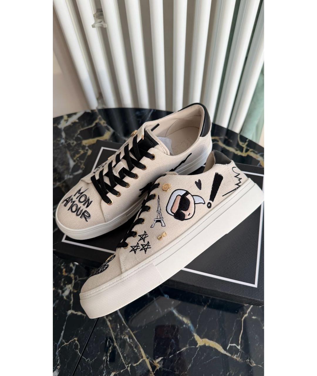 KARL LAGERFELD Бежевые текстильные кеды, фото 2