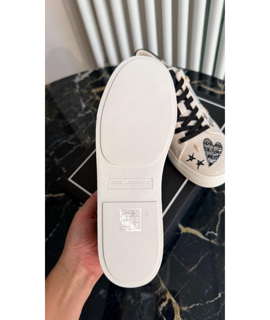 KARL LAGERFELD Бежевые текстильные кеды, фото 4