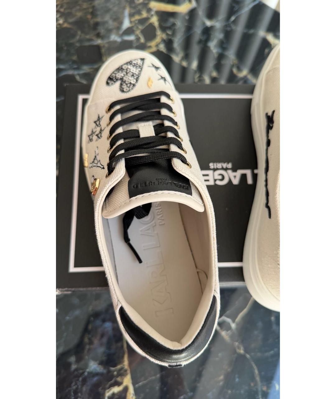 KARL LAGERFELD Бежевые текстильные кеды, фото 7