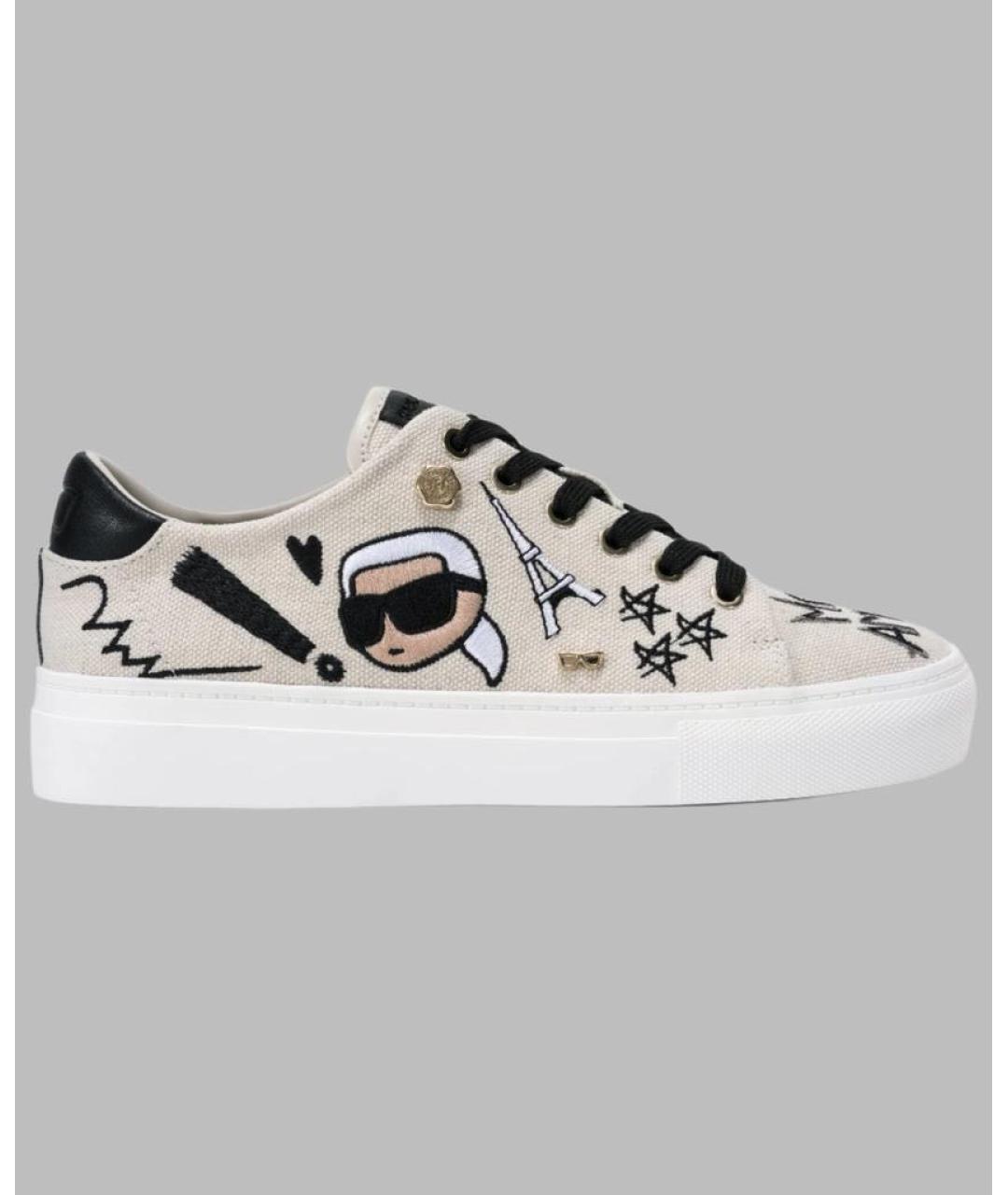 KARL LAGERFELD Бежевые текстильные кеды, фото 9