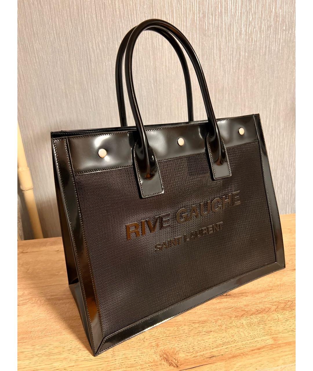 SAINT LAURENT Черная синтетическая сумка тоут, фото 2