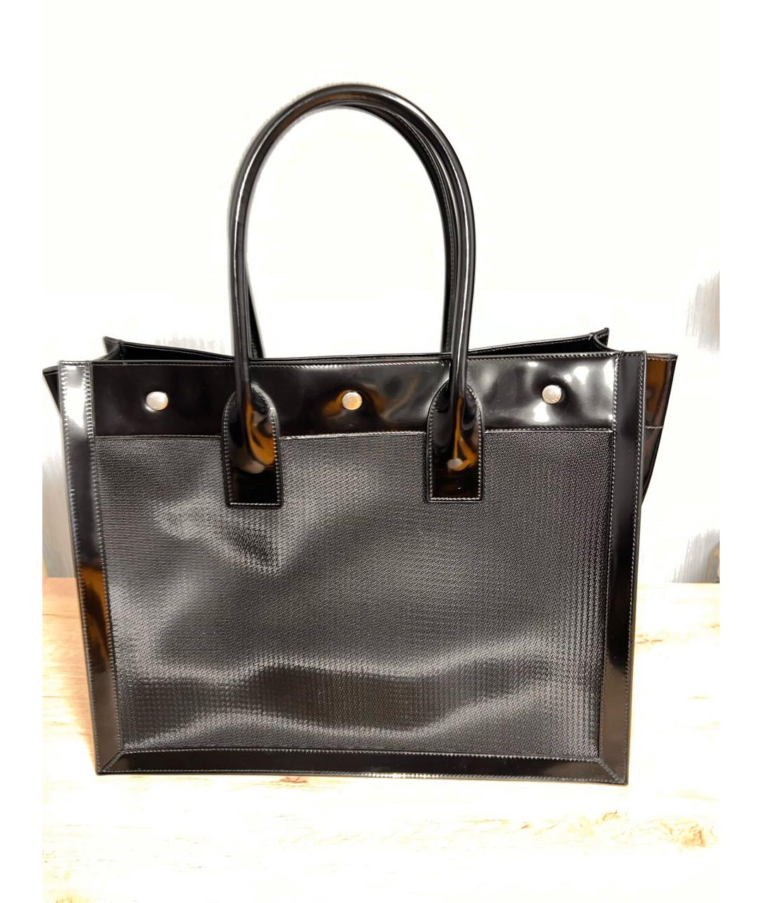 SAINT LAURENT Черная синтетическая сумка тоут, фото 3