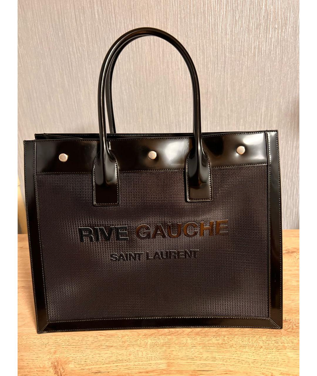 SAINT LAURENT Черная синтетическая сумка тоут, фото 8