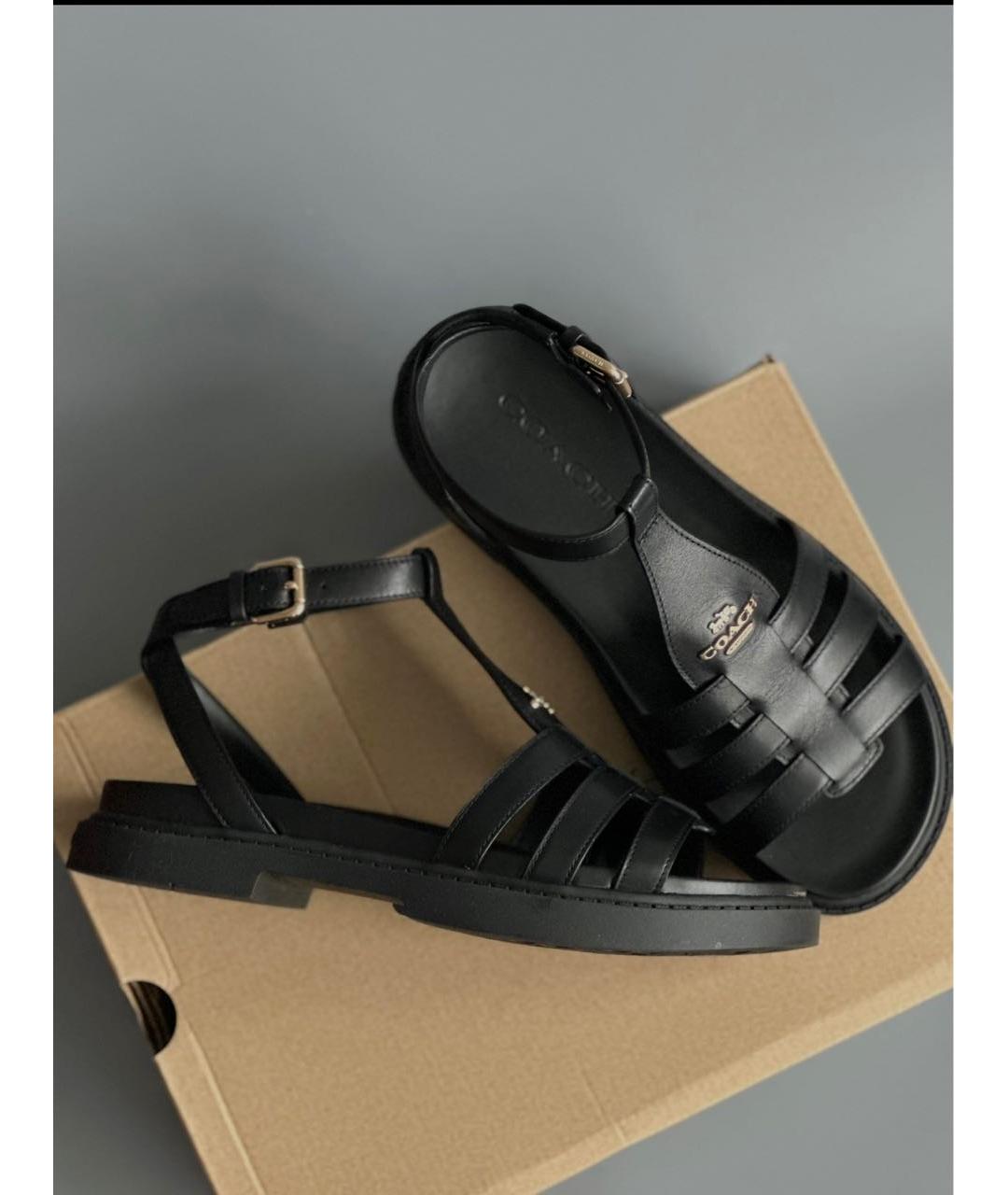 COACH Черные кожаные сандалии, фото 3
