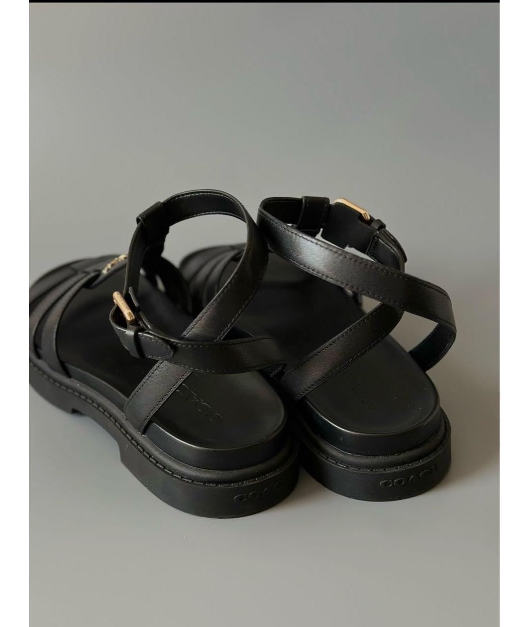COACH Черные кожаные сандалии, фото 4
