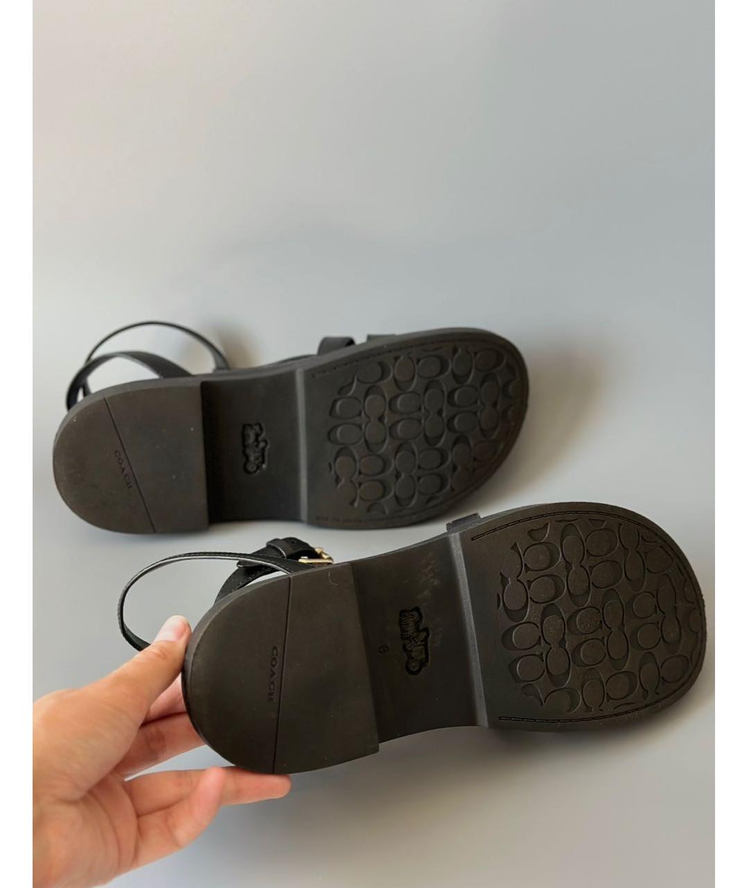 COACH Черные кожаные сандалии, фото 8