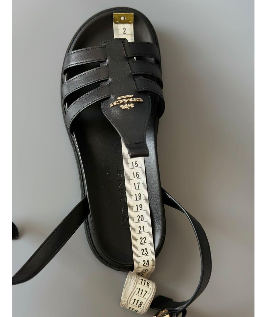 COACH Черные кожаные сандалии, фото 6