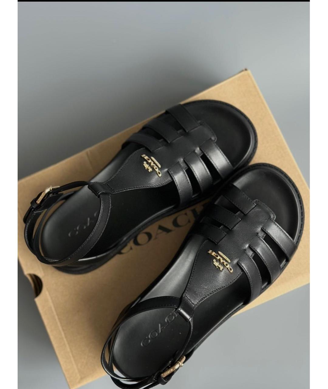 COACH Черные кожаные сандалии, фото 2