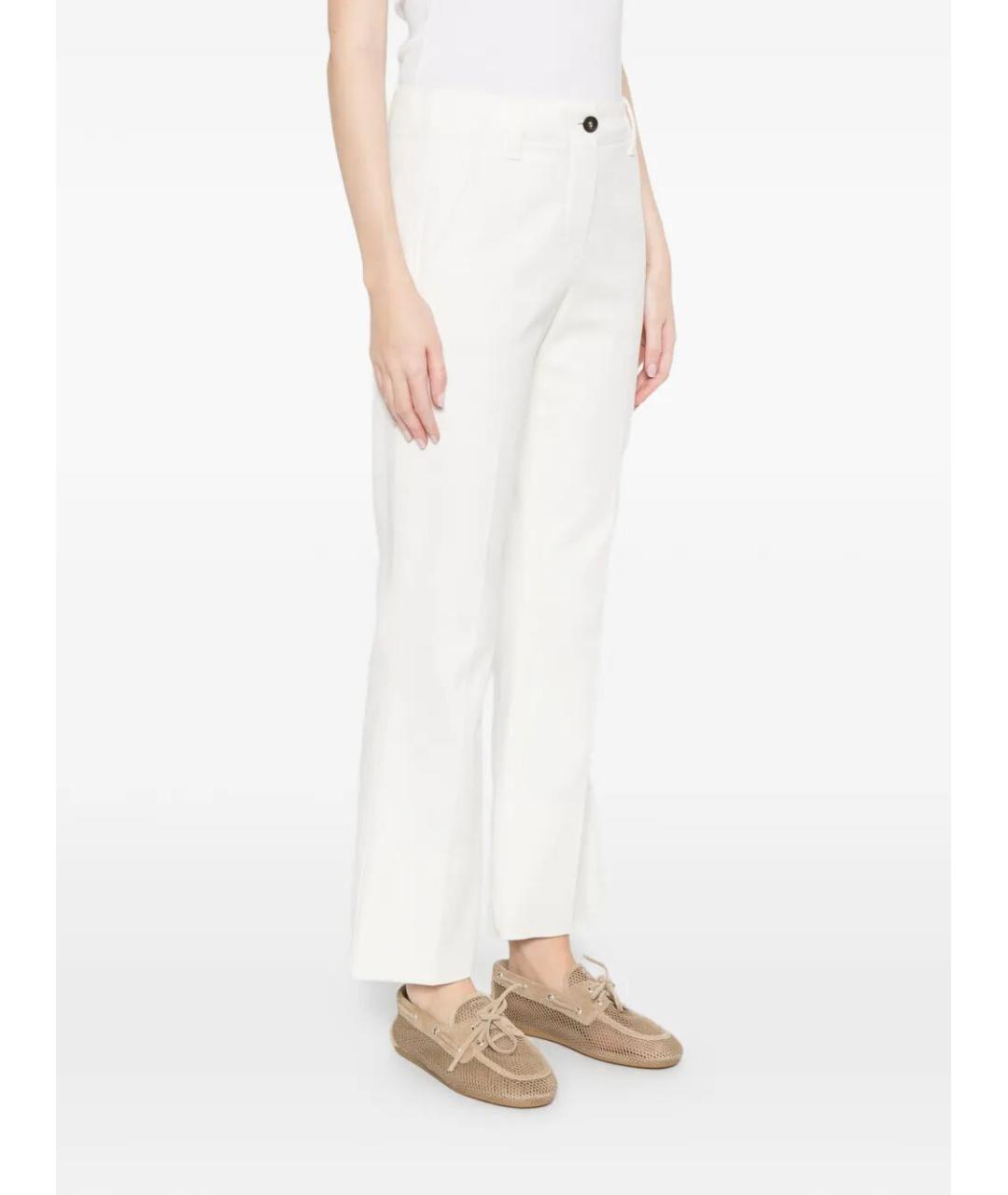 BRUNELLO CUCINELLI Белые хлопко-эластановые прямые брюки, фото 5