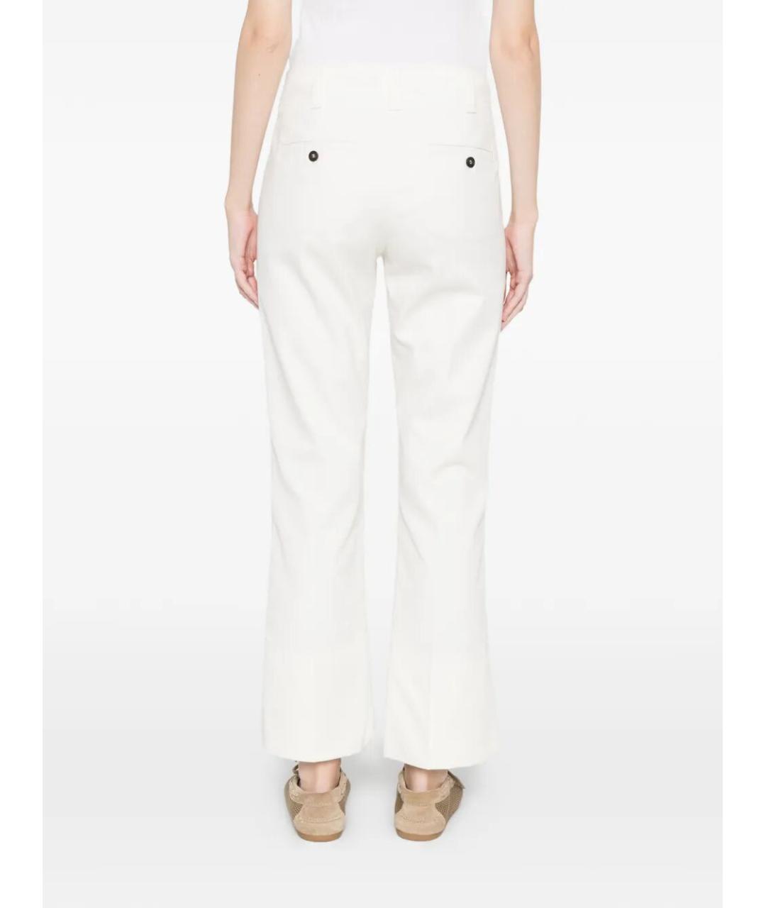 BRUNELLO CUCINELLI Белые хлопко-эластановые прямые брюки, фото 3