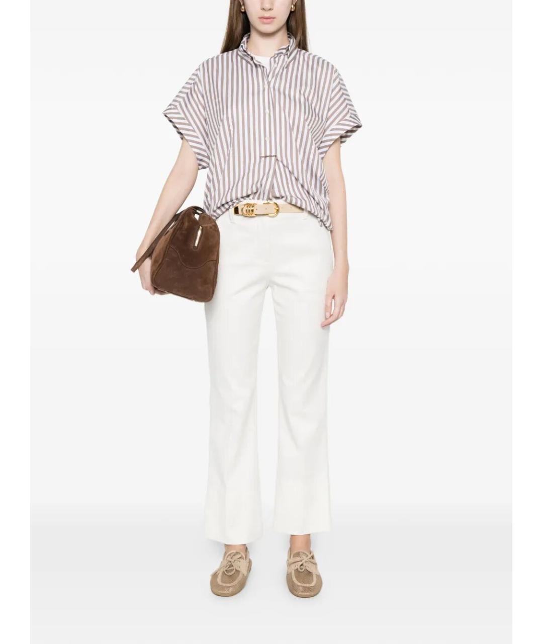 BRUNELLO CUCINELLI Белые хлопко-эластановые прямые брюки, фото 2