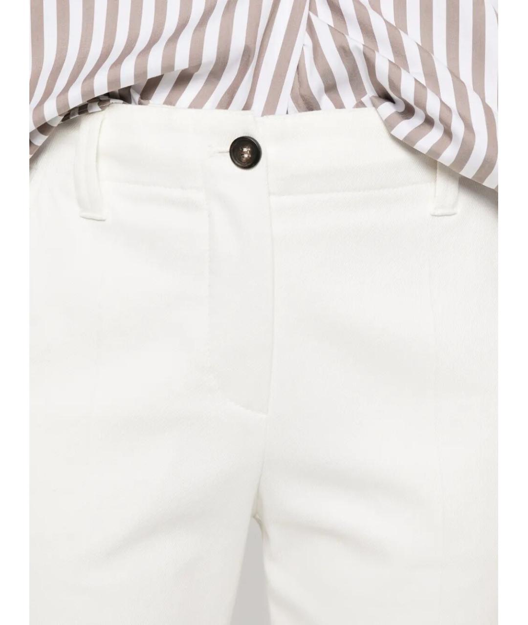 BRUNELLO CUCINELLI Белые хлопко-эластановые прямые брюки, фото 4