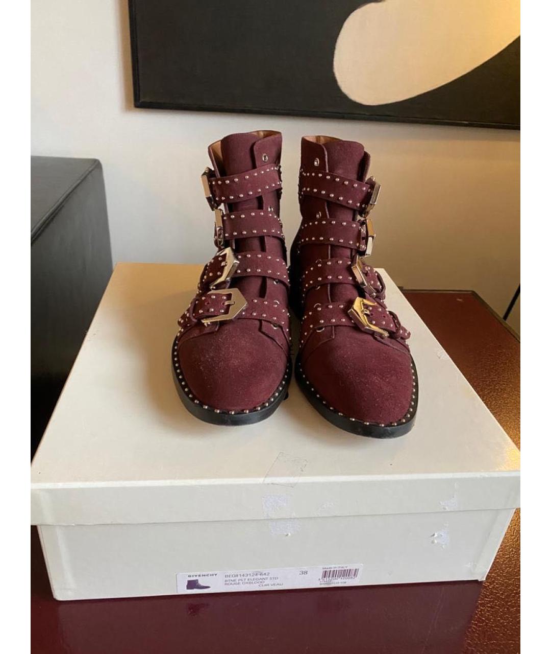 GIVENCHY Бордовые замшевые ботильоны, фото 2