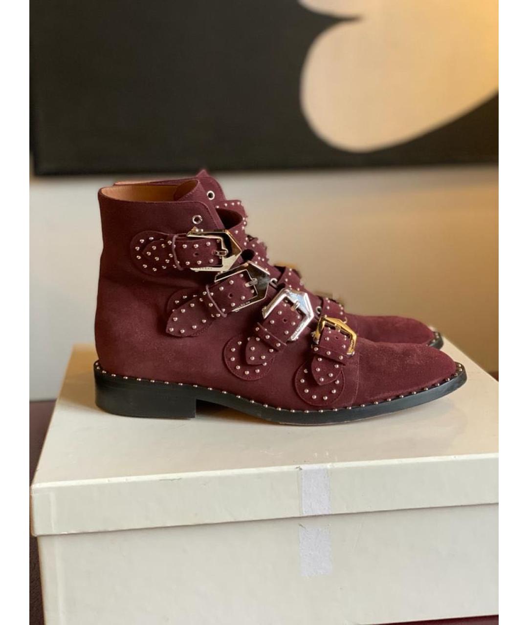 GIVENCHY Бордовые замшевые ботильоны, фото 4