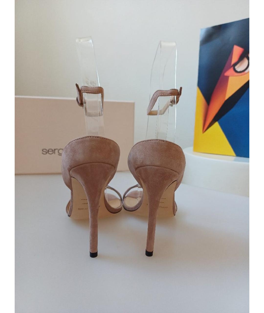 SERGIO ROSSI Бежевые замшевые босоножки, фото 8