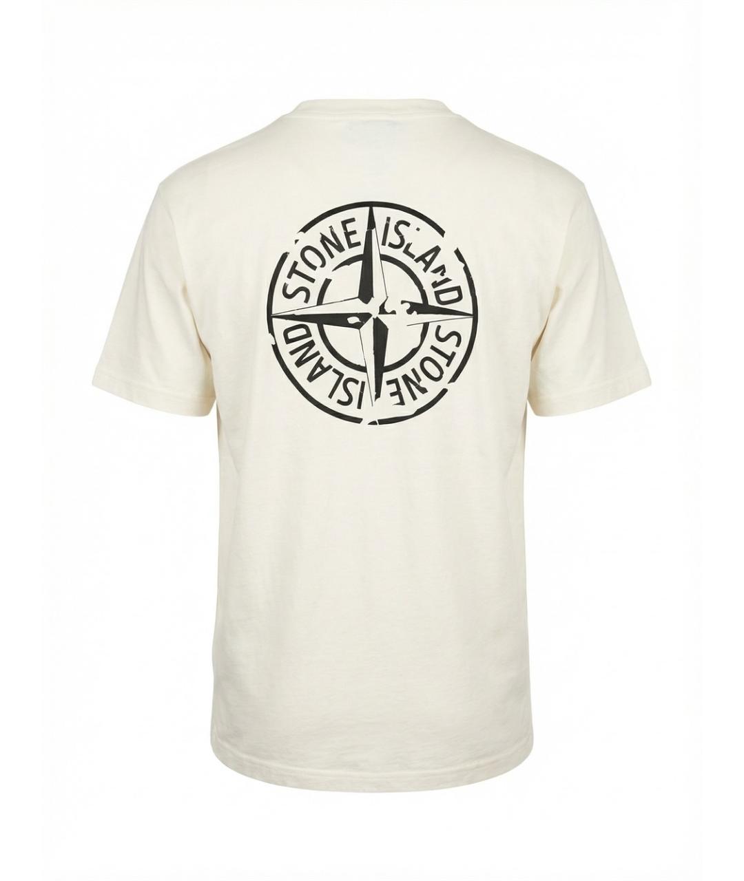 STONE ISLAND Белая хлопковая футболка, фото 2