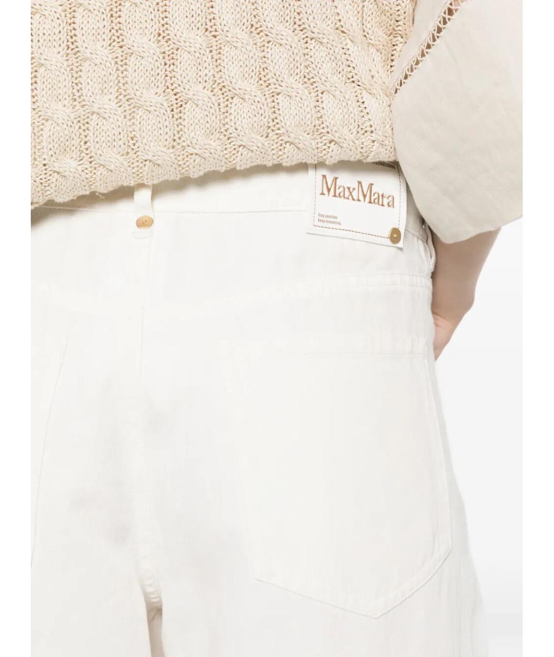 MAX MARA Белые хлопковые прямые брюки, фото 5