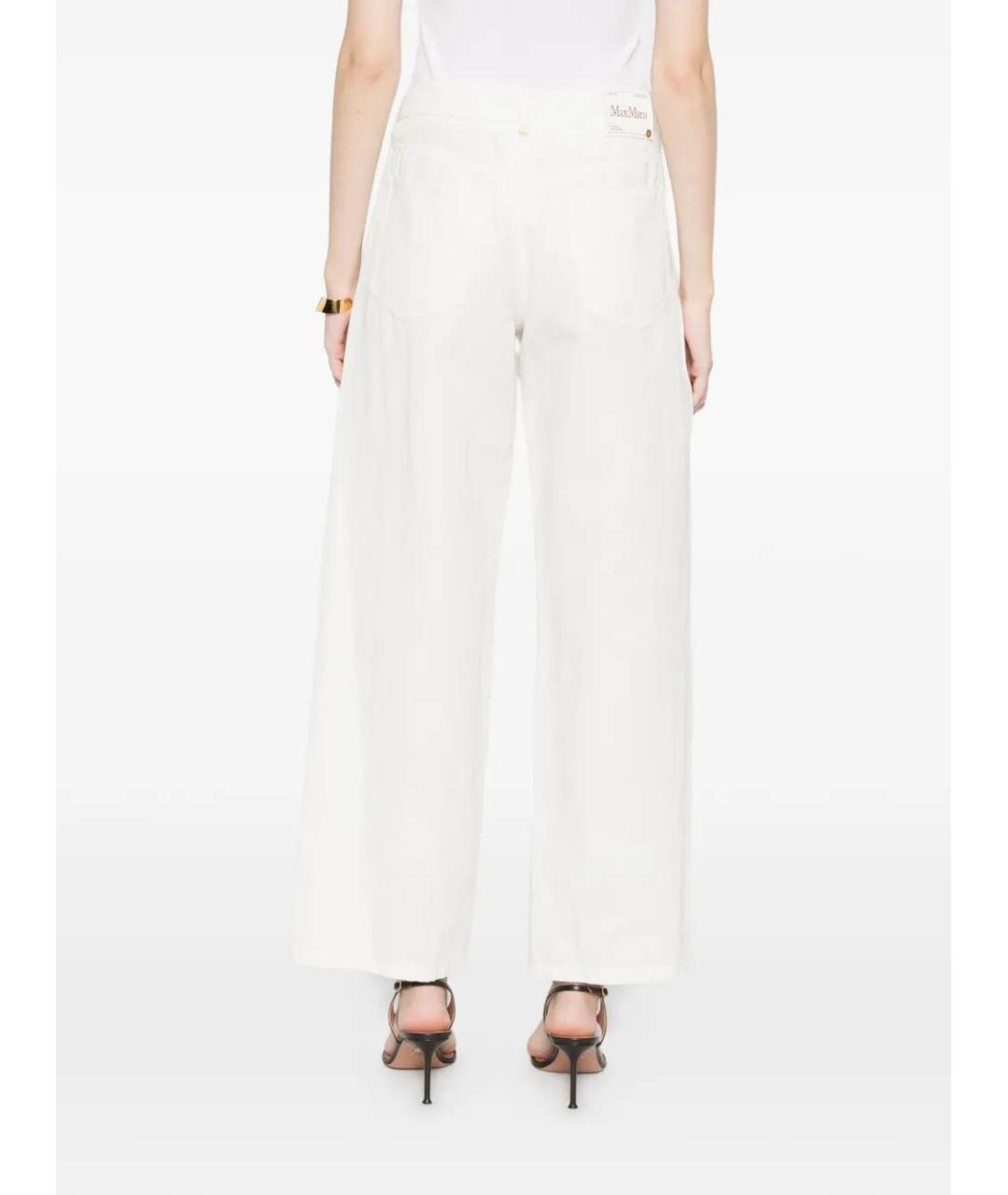 MAX MARA Белые хлопковые прямые брюки, фото 4