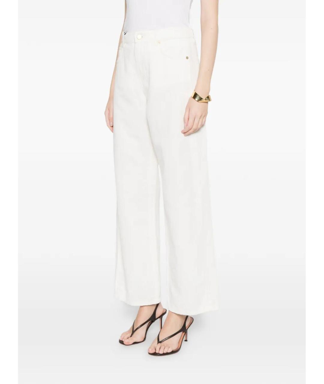 MAX MARA Белые хлопковые прямые брюки, фото 3