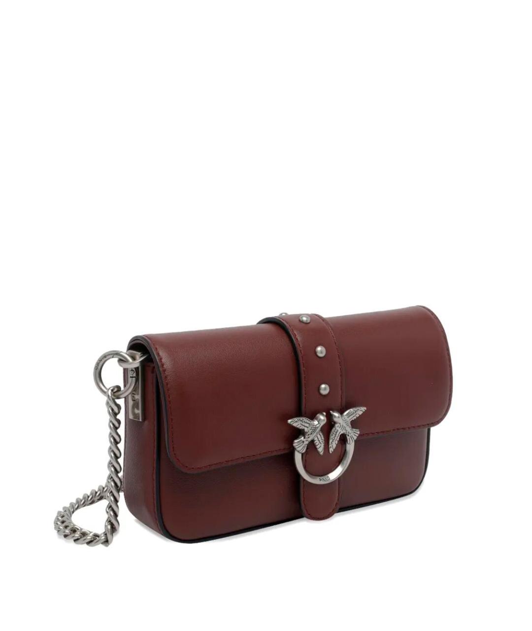 PINKO Бордовая кожаная сумка через плечо, фото 4