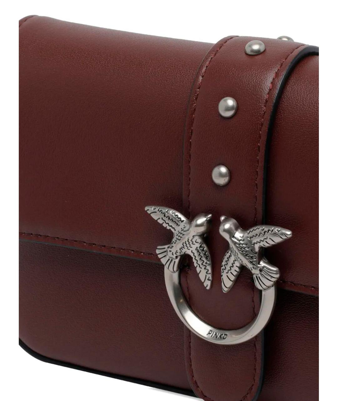 PINKO Бордовая кожаная сумка через плечо, фото 3