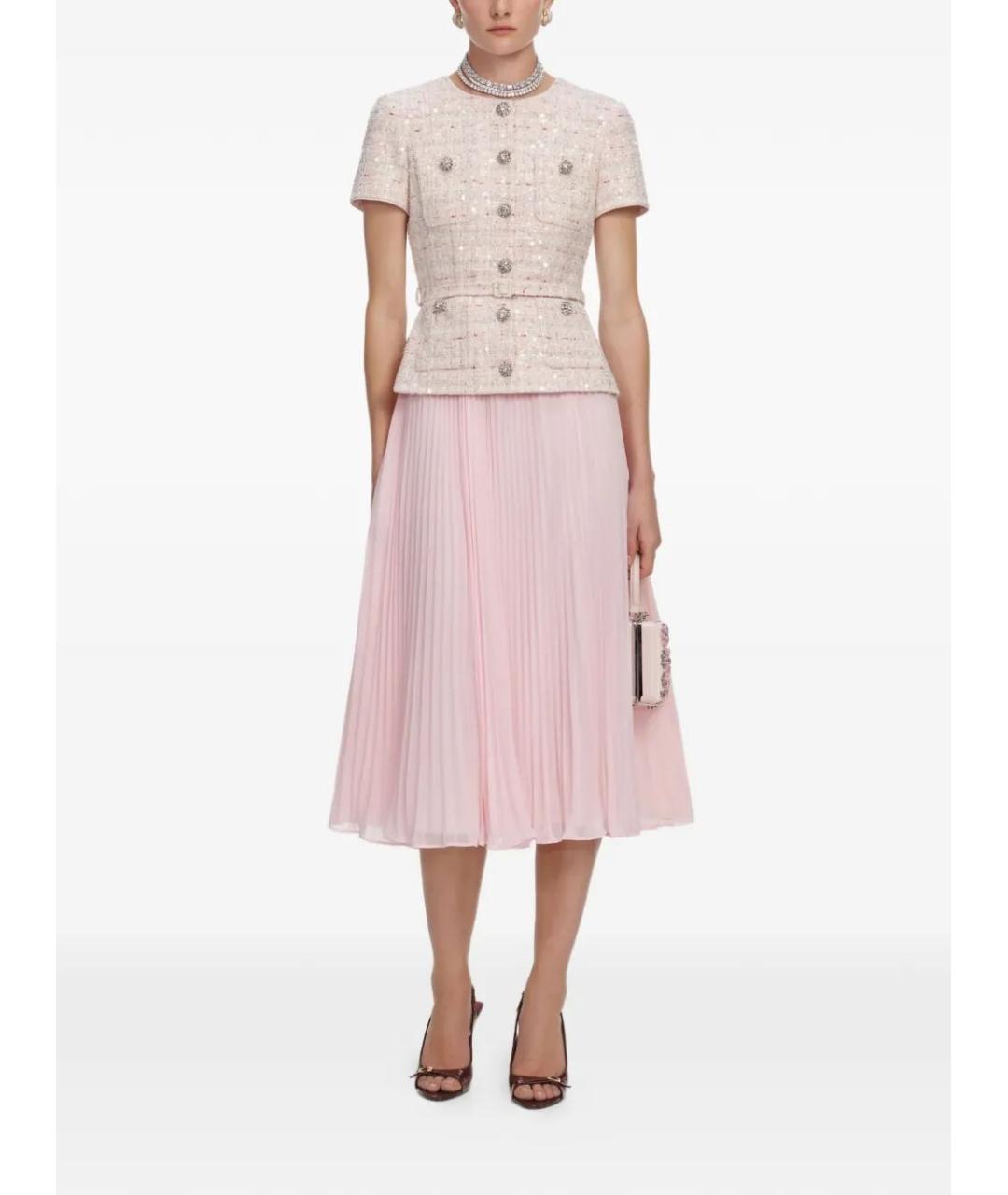 SELF-PORTRAIT Розовое хлопковое повседневное платье, фото 2