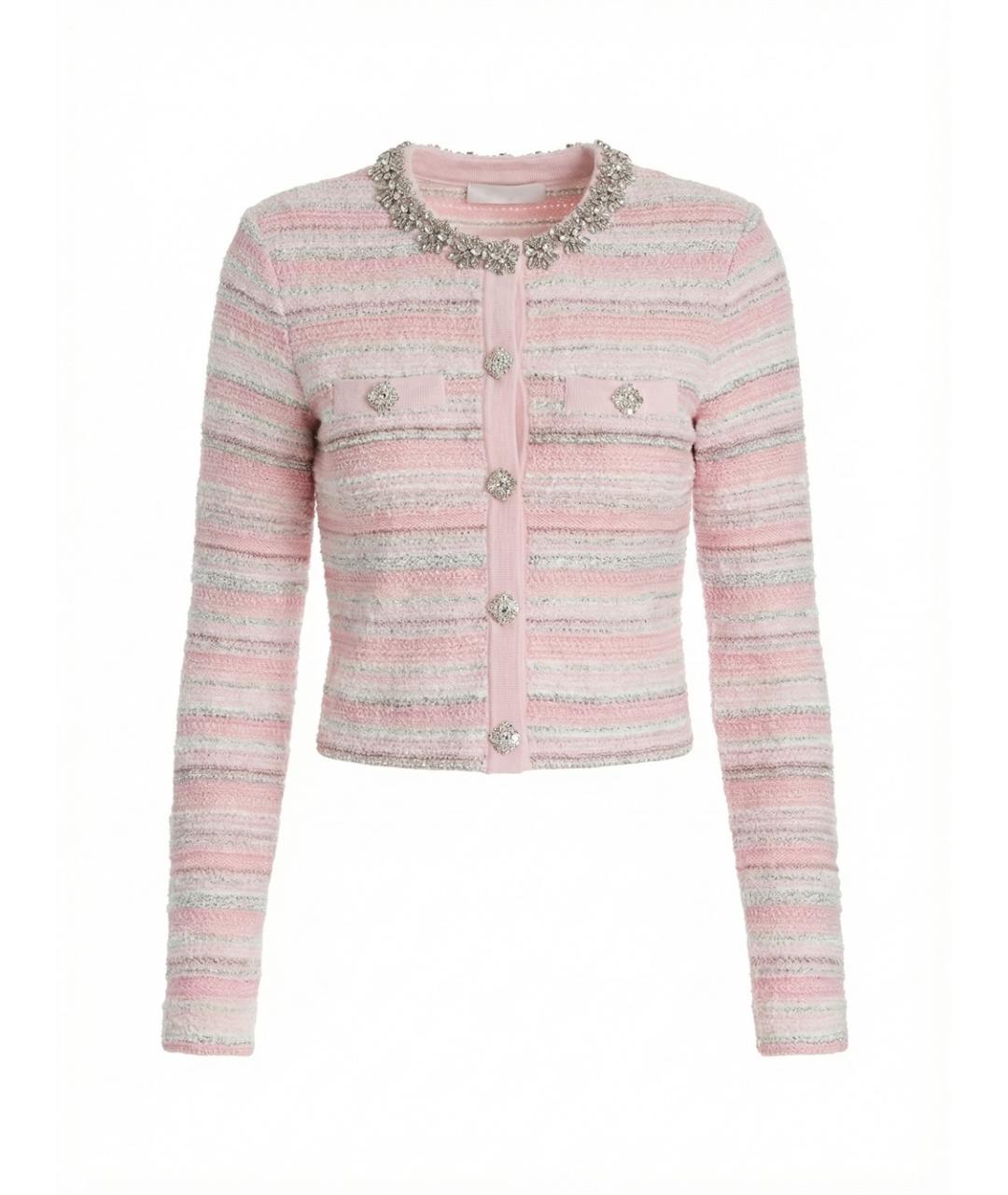 SELF-PORTRAIT Розовый полиэстеровый кардиган, фото 1