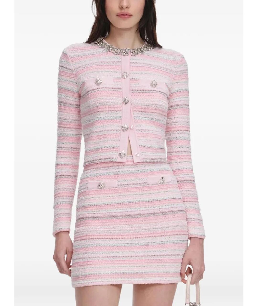 SELF-PORTRAIT Розовый полиэстеровый кардиган, фото 2