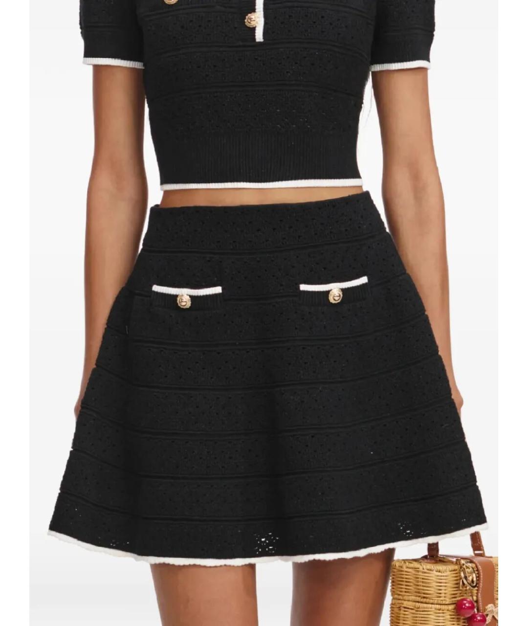 SELF-PORTRAIT Черная хлопковая юбка мини, фото 6