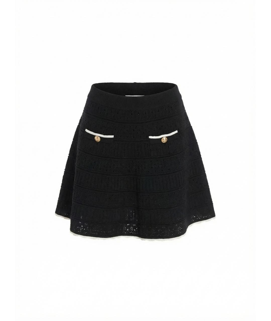 SELF-PORTRAIT Черная хлопковая юбка мини, фото 1