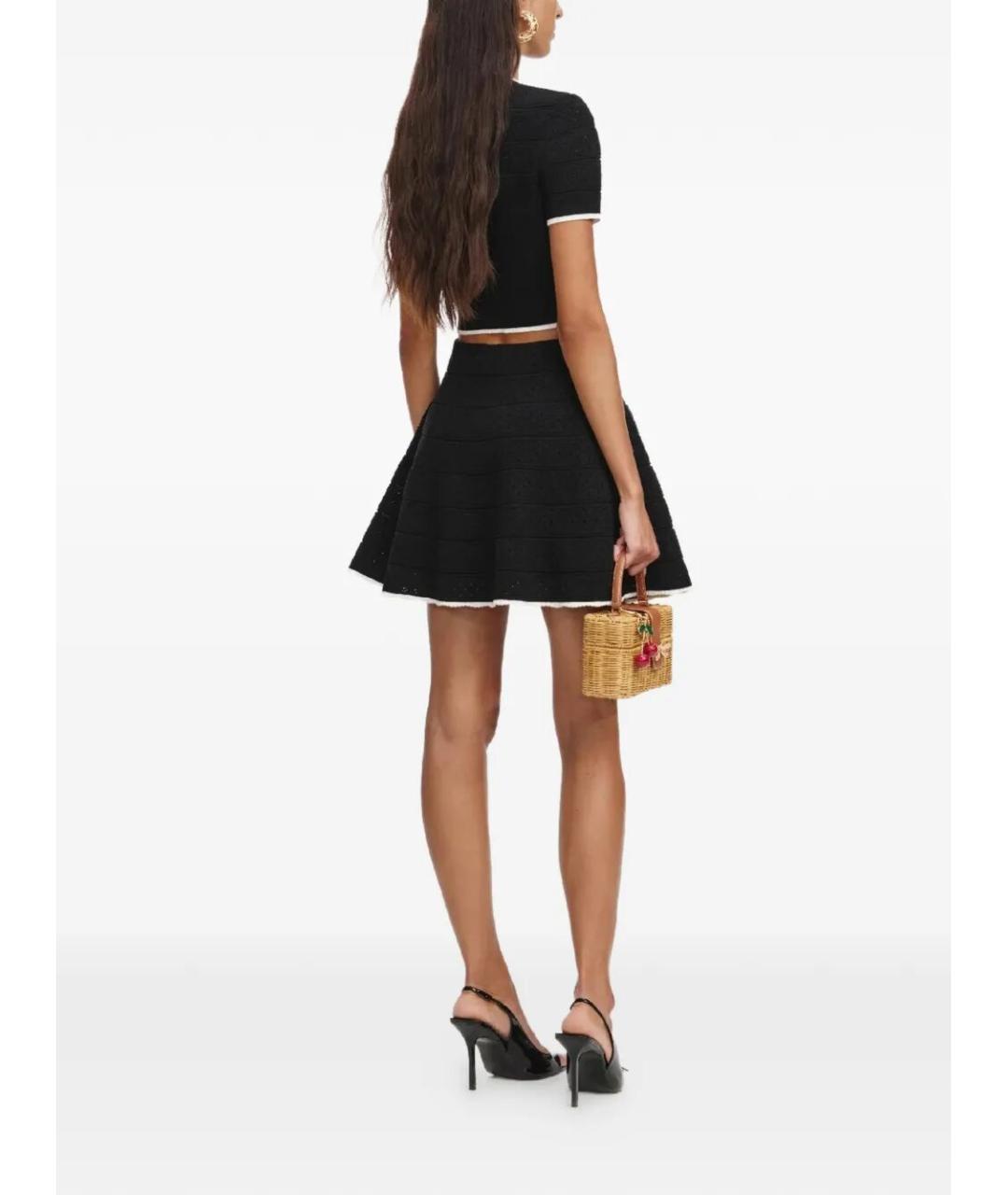 SELF-PORTRAIT Черная хлопковая юбка мини, фото 3