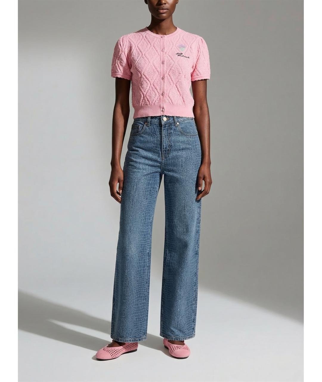 SELF-PORTRAIT Розовый хлопковый кардиган, фото 3