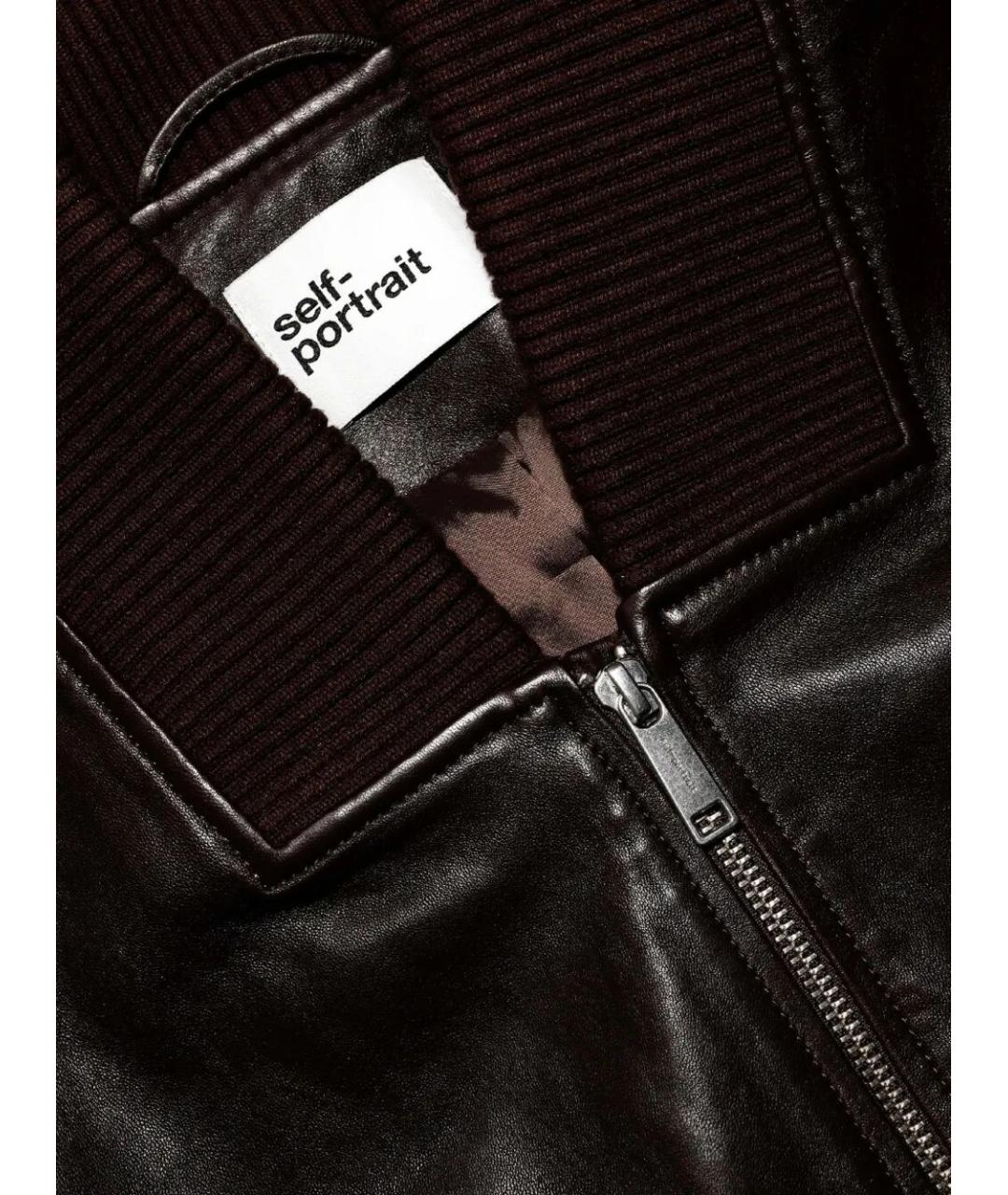 SELF-PORTRAIT Коричневая кожаная куртка, фото 3