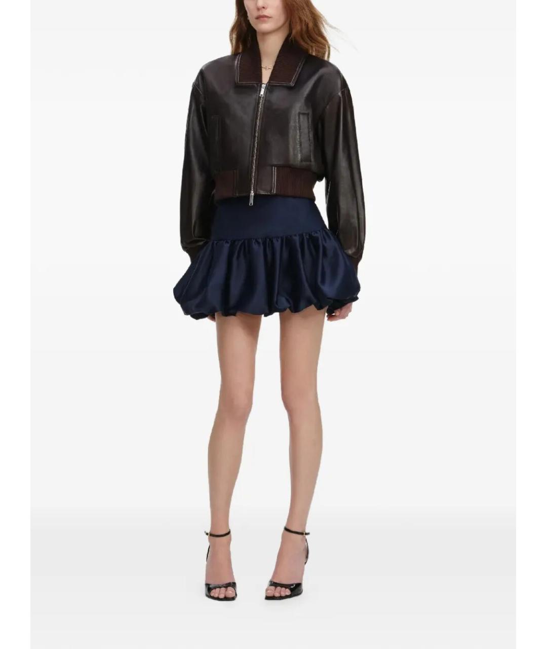 SELF-PORTRAIT Коричневая кожаная куртка, фото 2