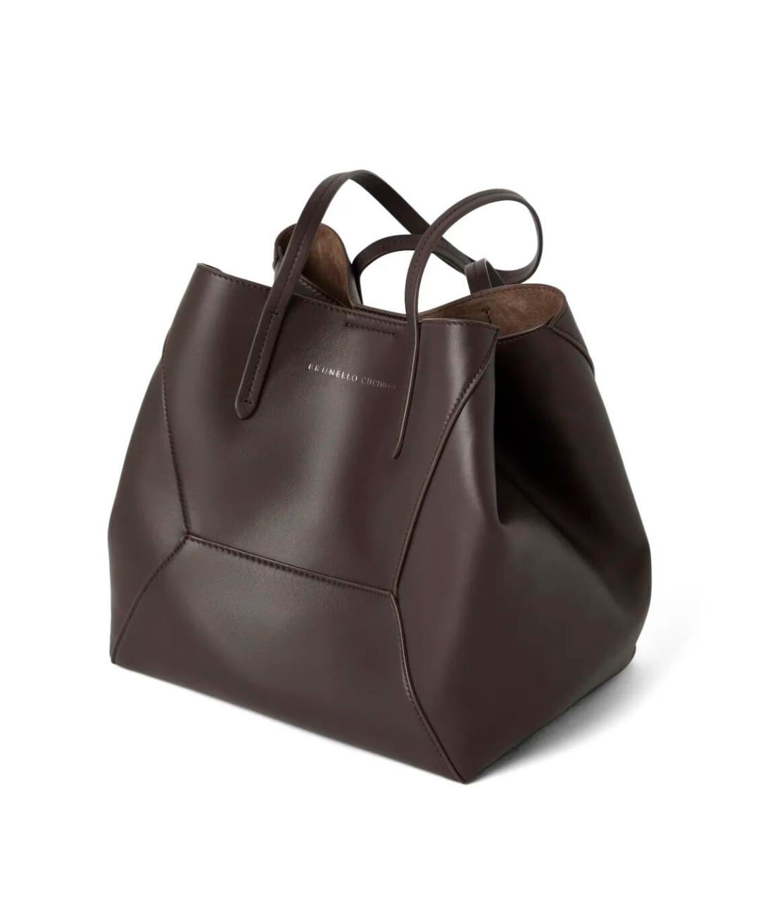 BRUNELLO CUCINELLI Коричневая кожаная сумка тоут, фото 3