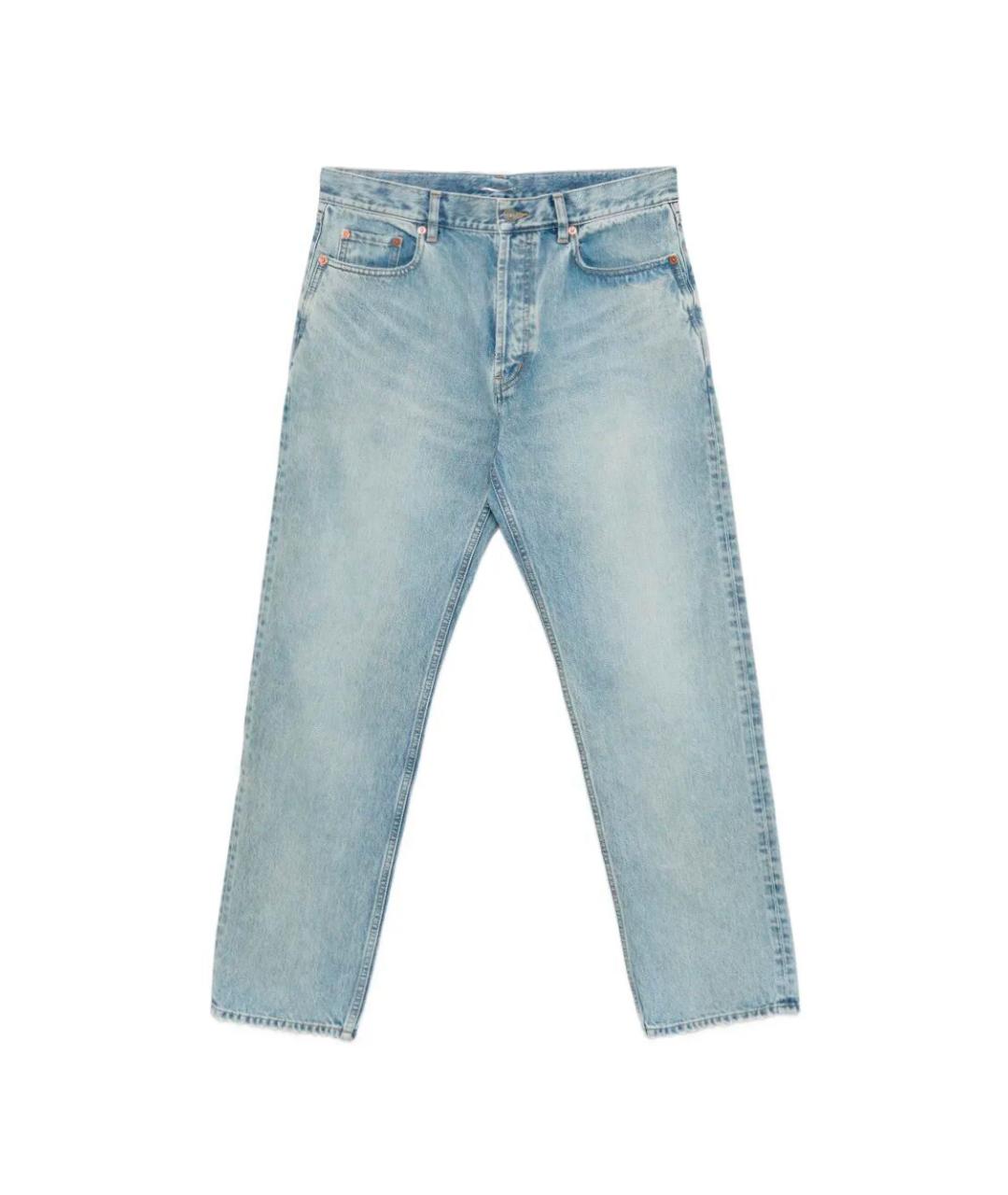 SAINT LAURENT Голубые хлопковые прямые джинсы, фото 1