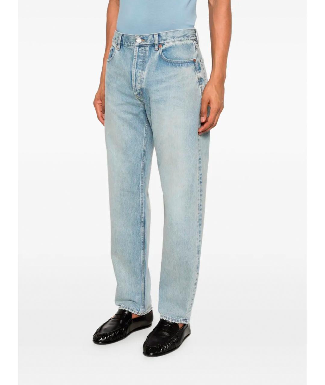 SAINT LAURENT Голубые хлопковые прямые джинсы, фото 4