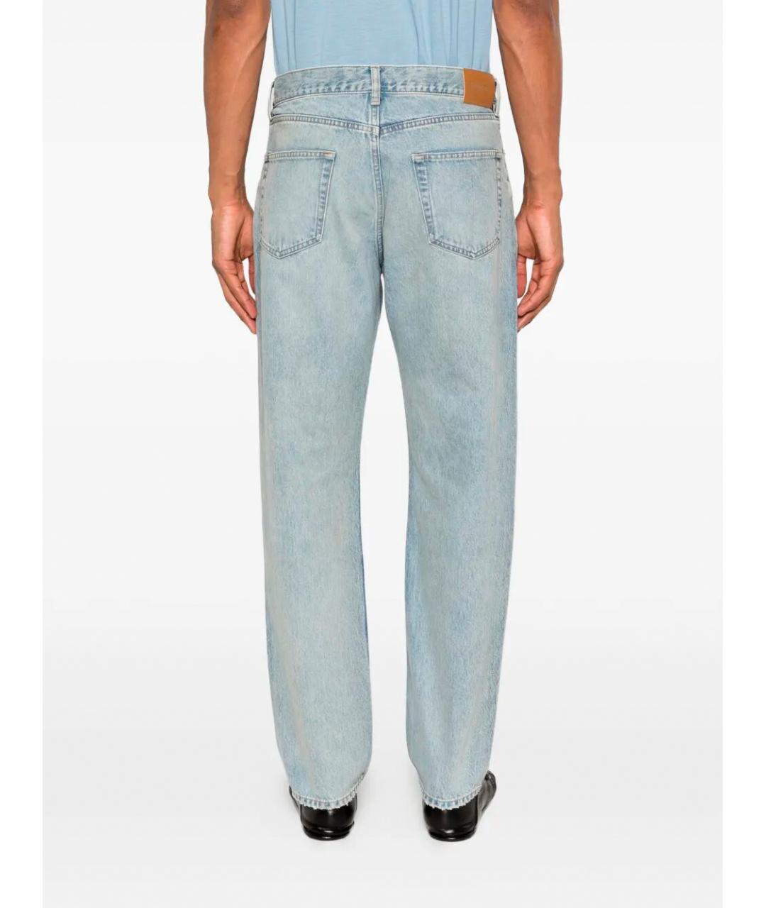 SAINT LAURENT Голубые хлопковые прямые джинсы, фото 5