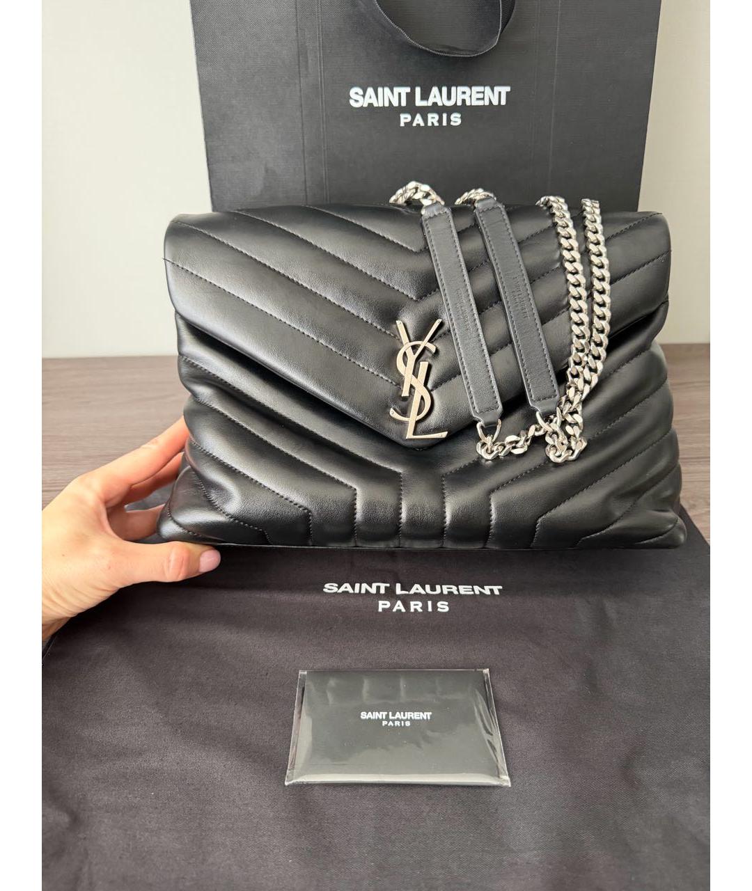 SAINT LAURENT Черная кожаная сумка через плечо, фото 2