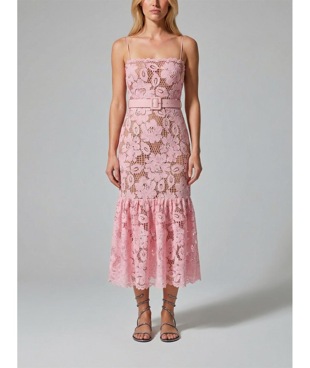 SELF-PORTRAIT Розовое полиэстеровое вечернее платье, фото 2