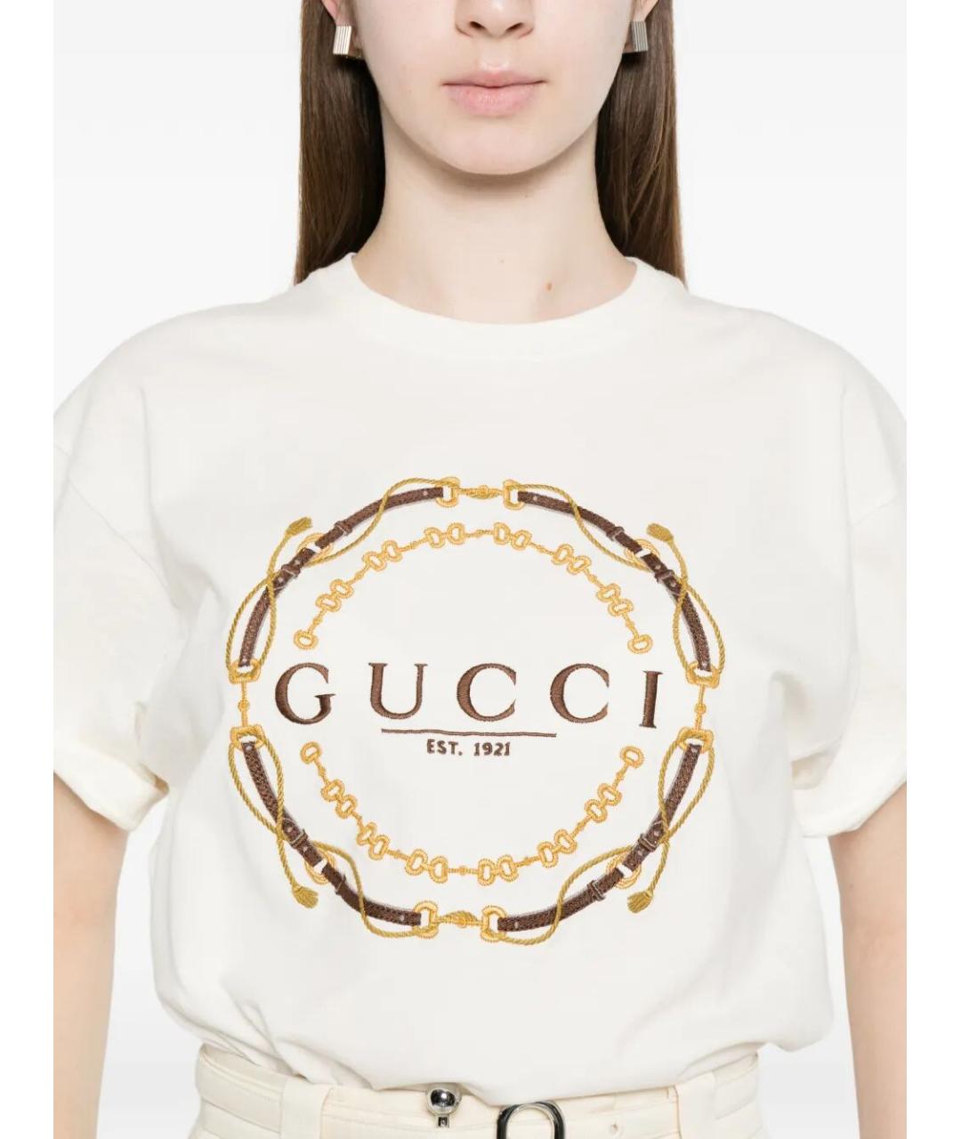 GUCCI Белая хлопковая футболка, фото 3