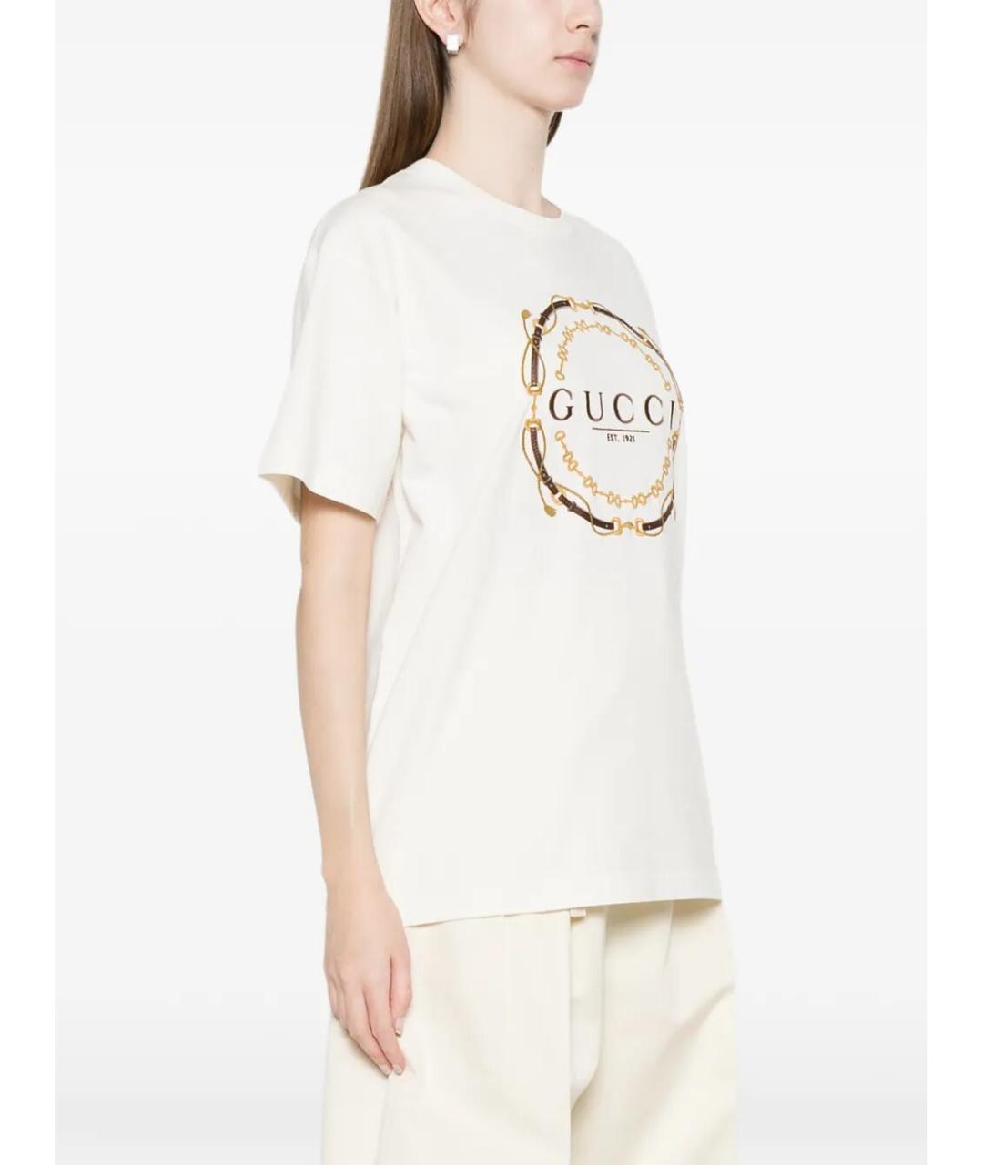 GUCCI Белая хлопковая футболка, фото 5