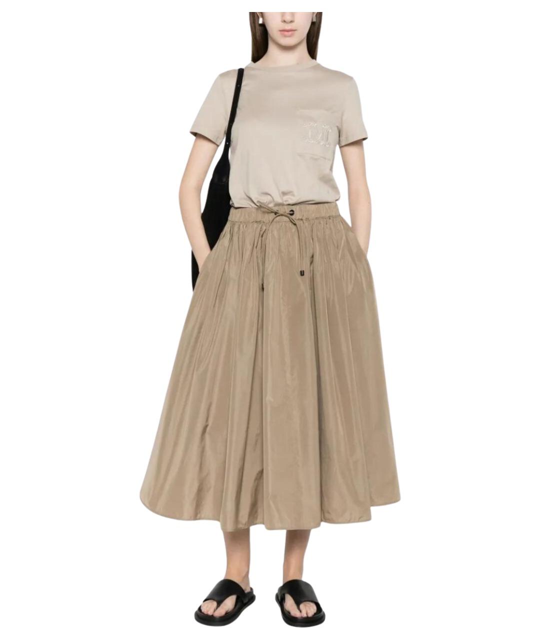 MAX MARA Бежевая полиэстеровая юбка миди, фото 2