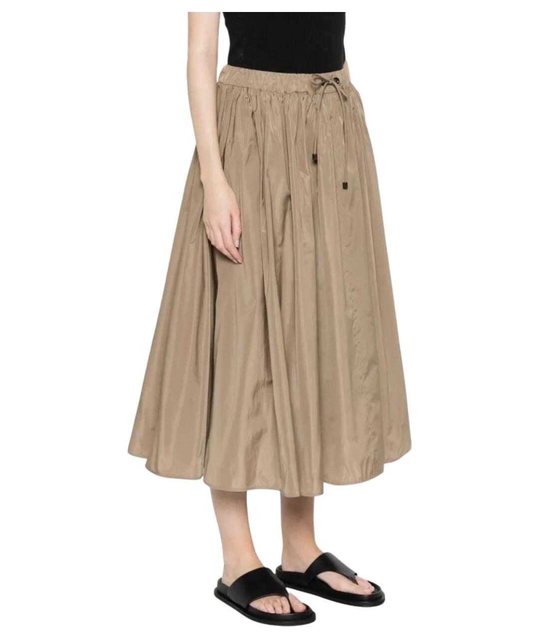 MAX MARA Бежевая полиэстеровая юбка миди, фото 4