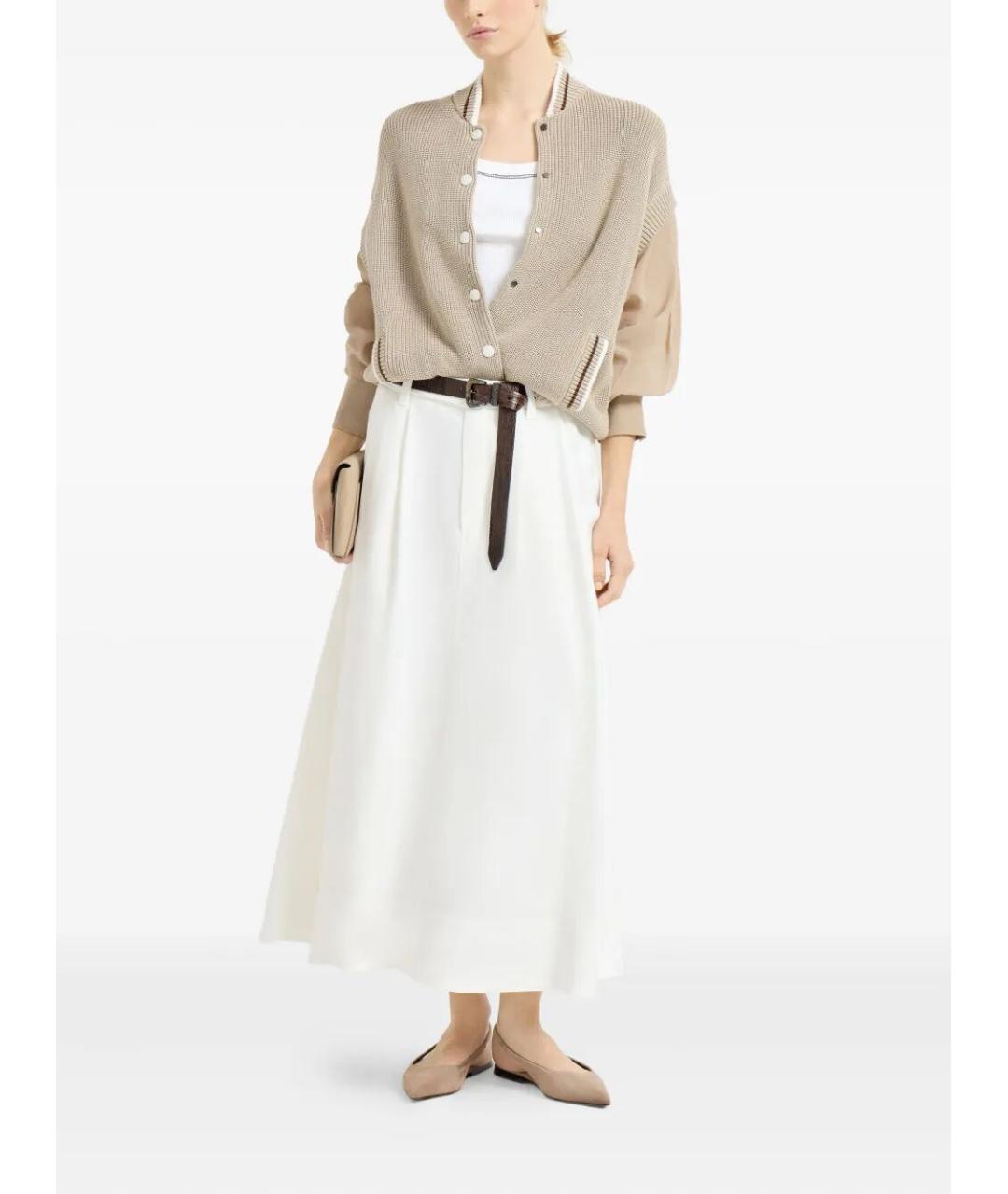 BRUNELLO CUCINELLI Бежевая вискозная юбка миди, фото 2