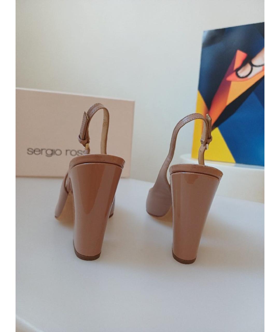 SERGIO ROSSI Бежевые кожаные туфли, фото 8